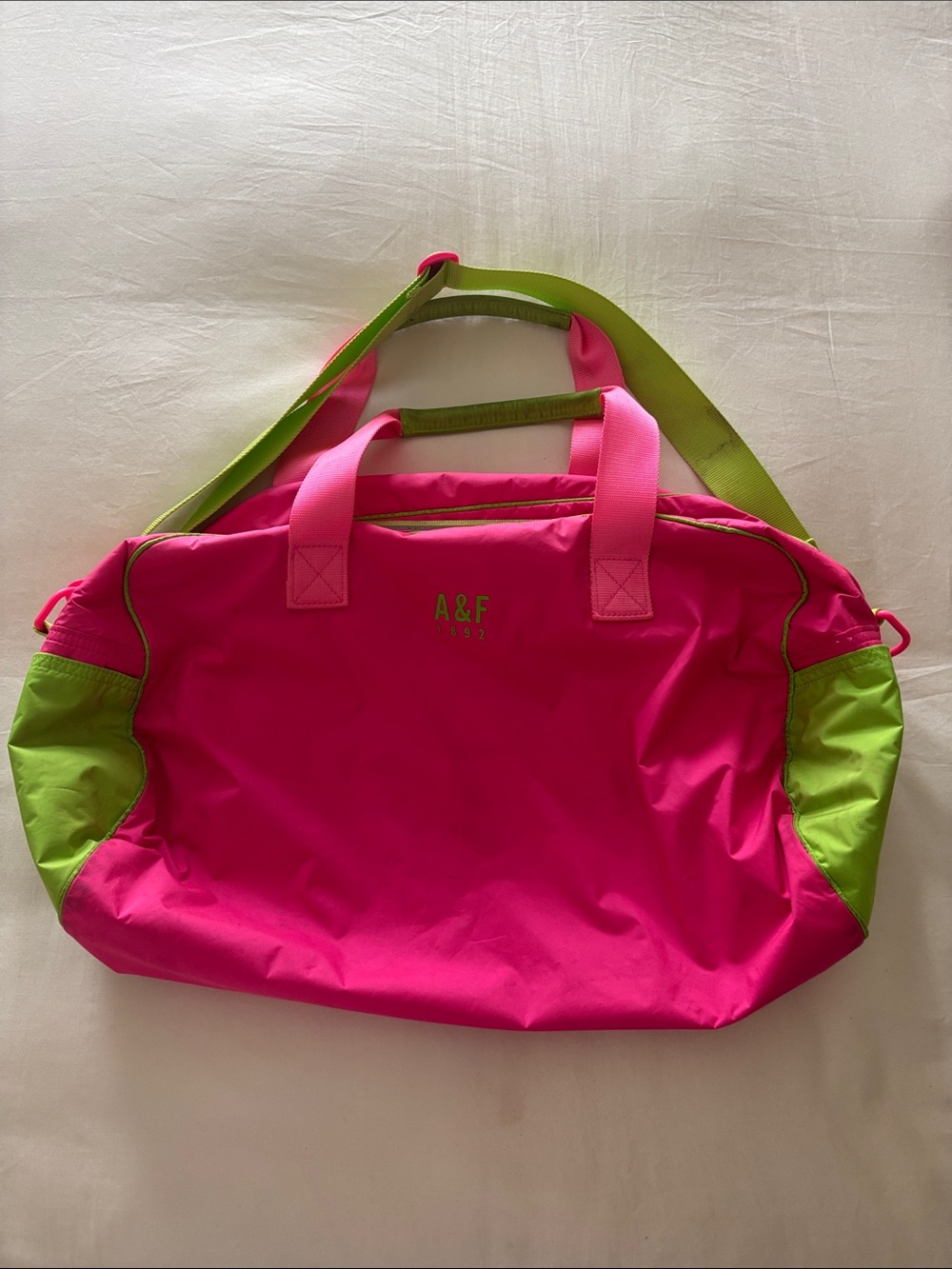 Abercrombie & Fitch Hot Pink and Lime Green Tote Duffel